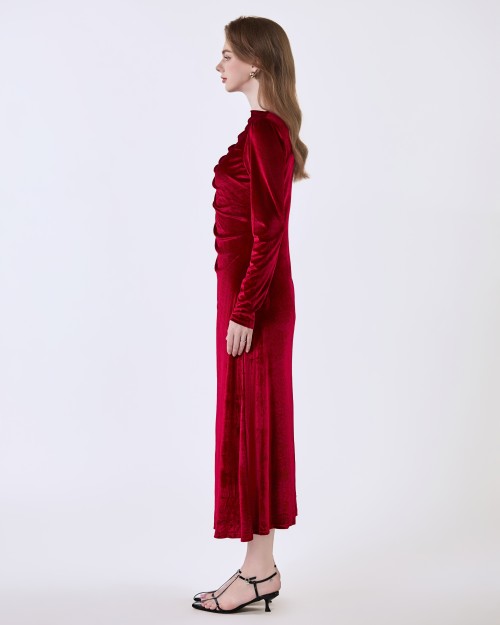 G-Red Woven Flared Dress